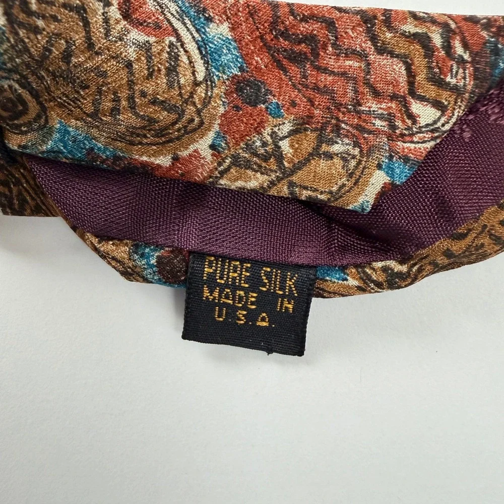Vintage Saks Fifth Avenue Multicolor Abstract‎ Geometric Silk Tie USA